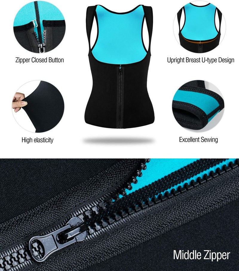 NonEcho Women Sauna Sweat Suit Sleeve Spa Cami Hot Neoprene Slimming Workout Vest Body Shaper Waist Trainer Top - Image 3